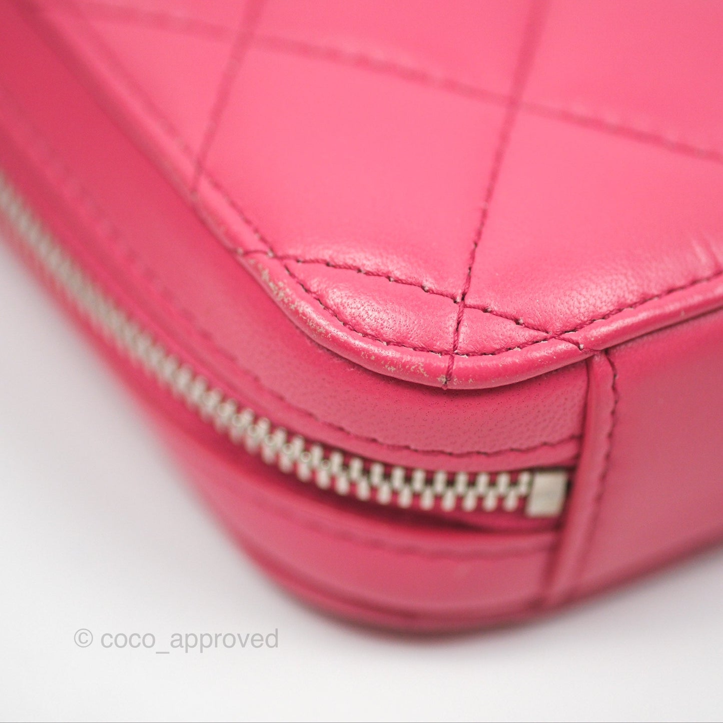 Chanel Quilted Phone Holder Pink Lambskin Silver Hardware