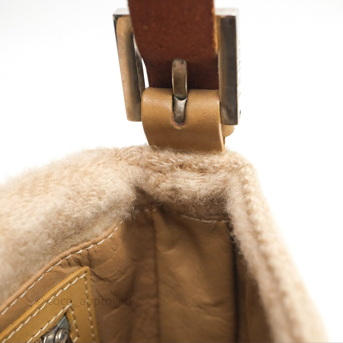 Fendi Vintage Baguette Shoulder Bag Wool Beige