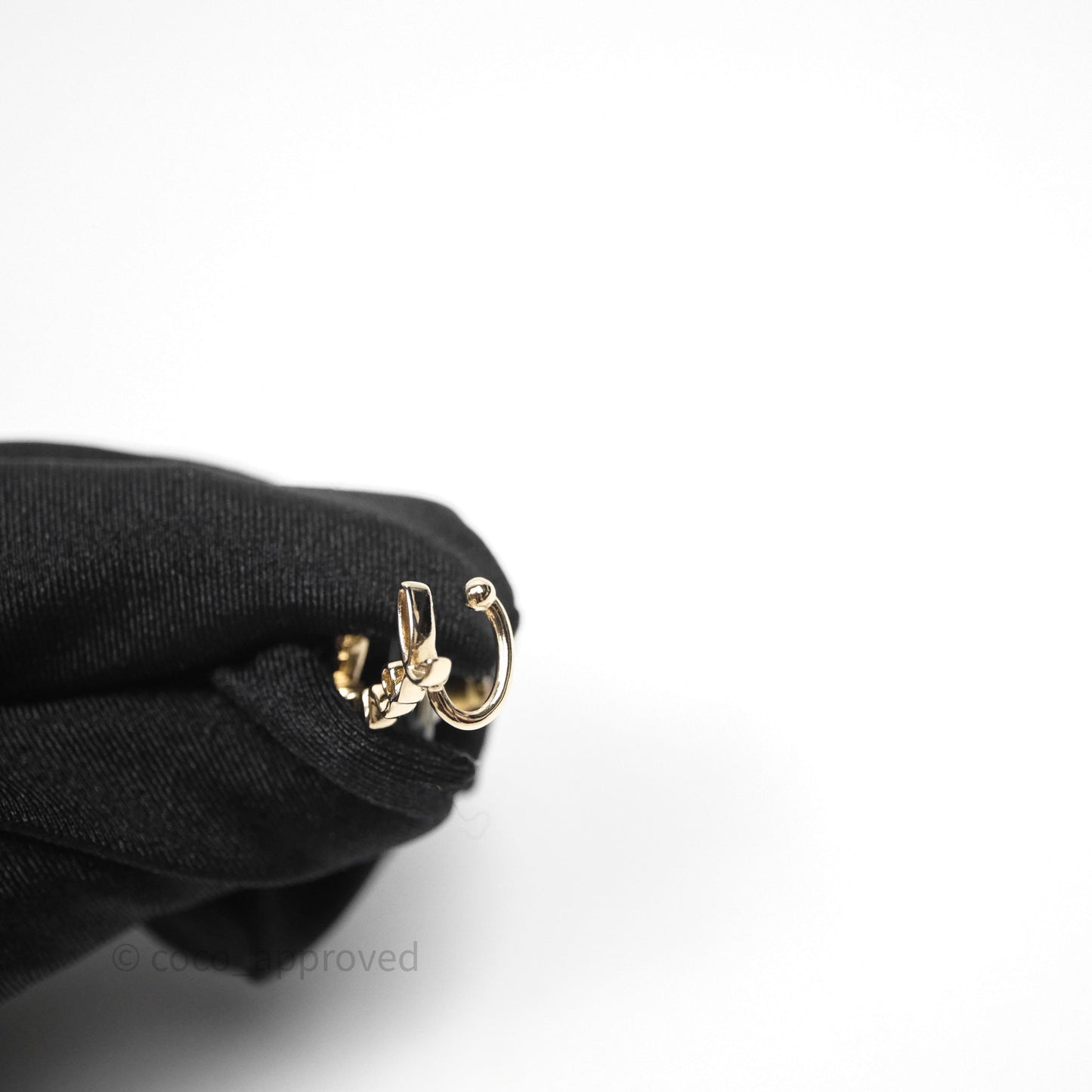 Chanel CC Coco Crystal Earrings Ear Cuff Gold Tone 22P
