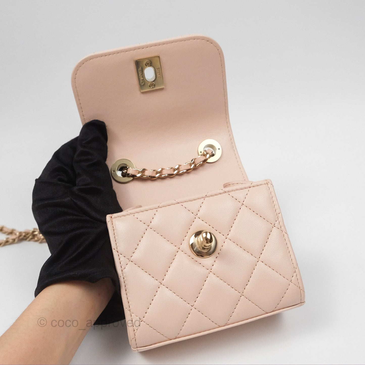 Chanel Mini Quilted Trendy CC Clutch With Chain Light Pink Lambskin Gold Hardware