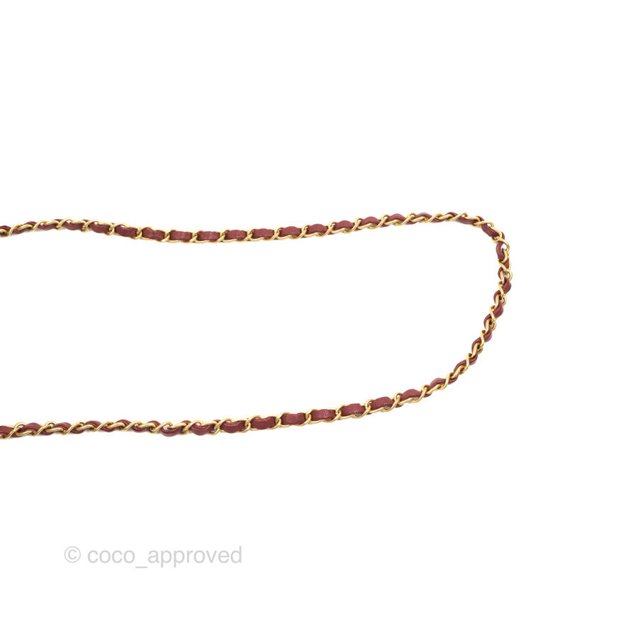 Chanel Classic Quilted Mini Rectangular Flap Iridescent Burgundy Caviar Aged Gold Hardware
