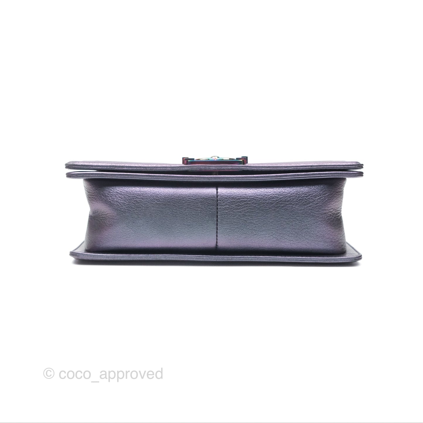 Chanel Medium Boy Quilted Iridescent Purple Goatskin Rainbow Hardware