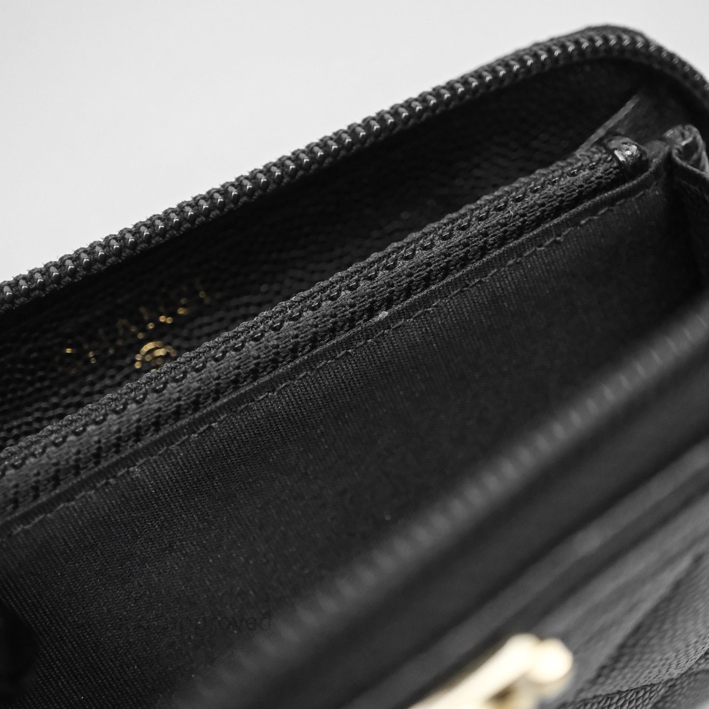 Chanel Boy Zip Wallet Black Caviar Gold Hardware