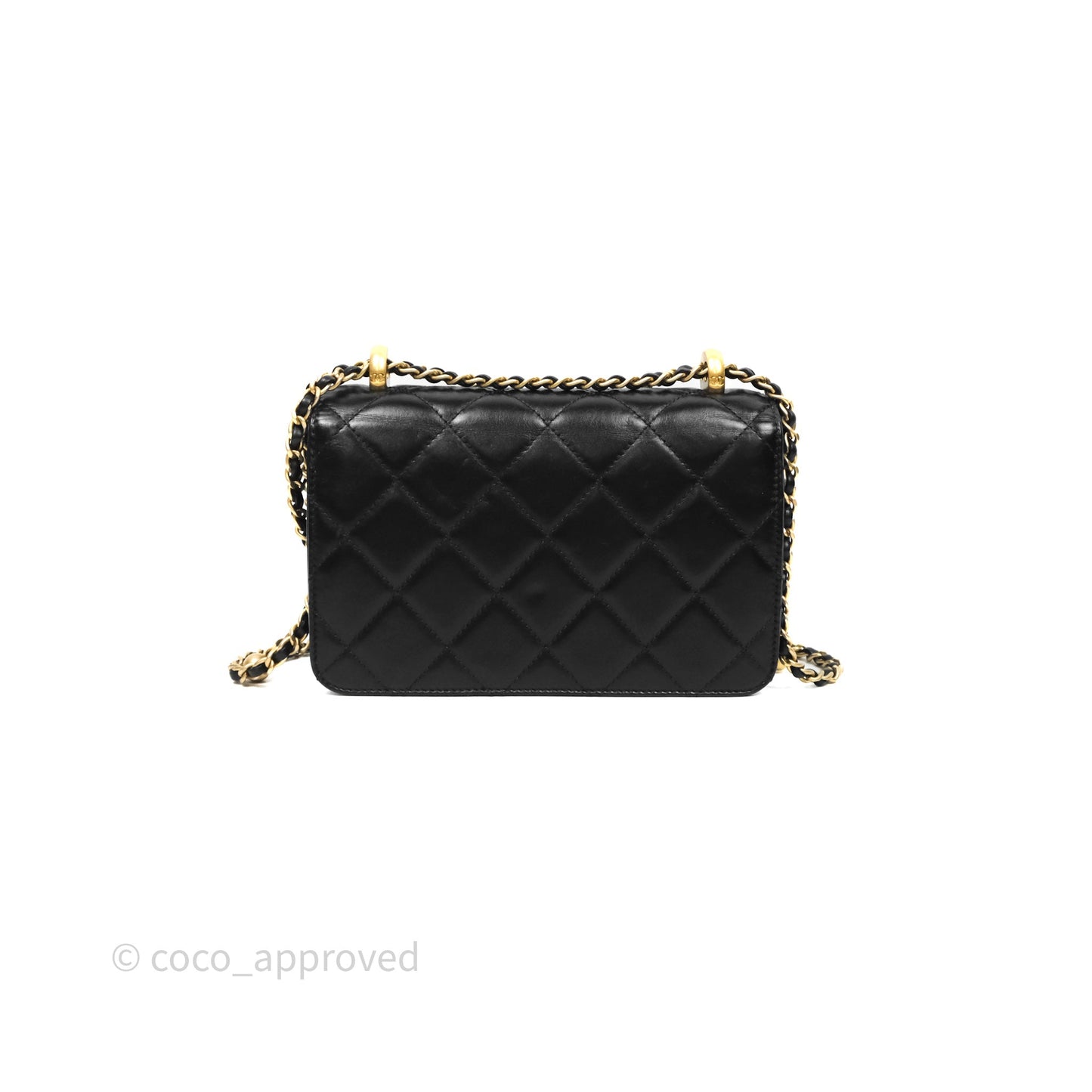 Chanel Mini Perfect Fit Adjustable Chain Black Calfskin Aged Gold Hardware