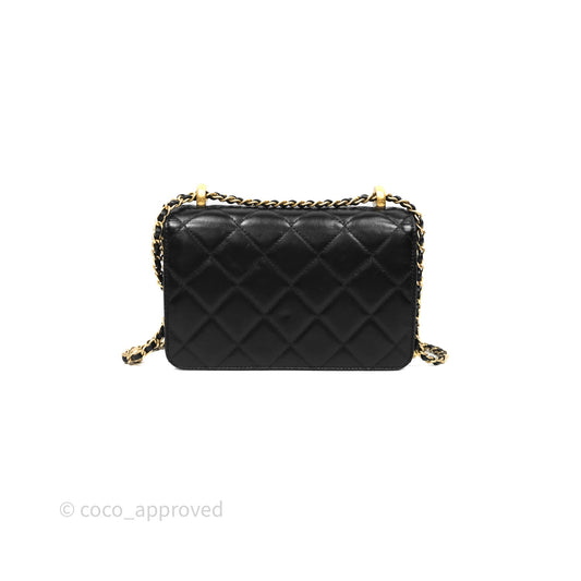 Chanel Mini Perfect Fit Adjustable Chain Black Calfskin Aged Gold Hardware