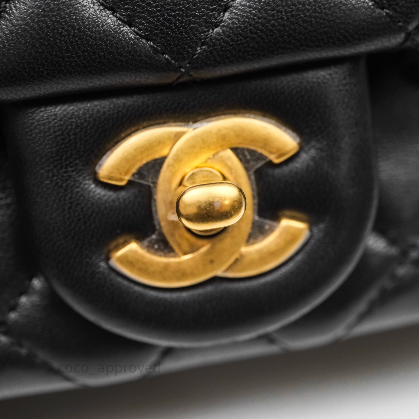 Chanel Pearl Crush Mini Square Quilted Black Lambskin Aged Gold Hardware