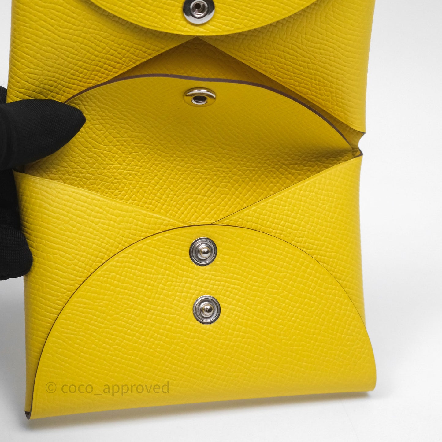 Hermès Calvi Duo Compact Card Holder Jaune de Naples 9O Epsom