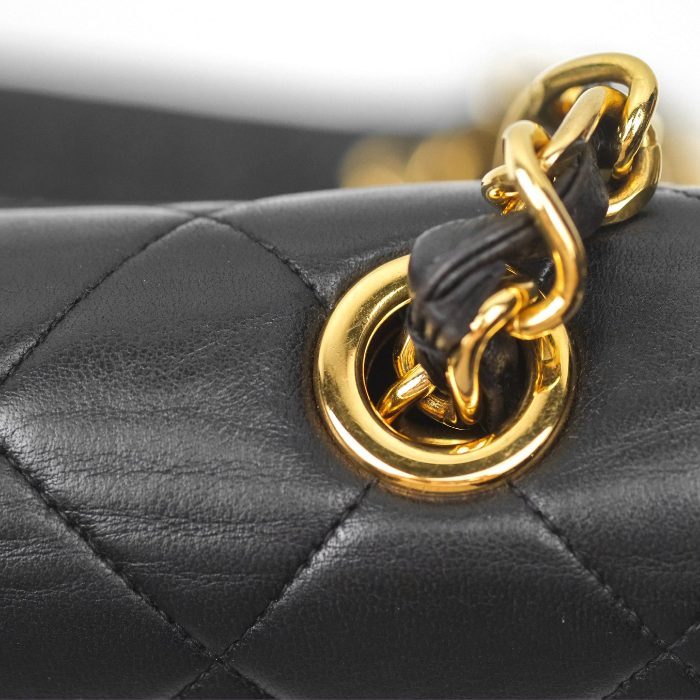 Chanel Vintage Flap Bag Black Lambskin 24K Gold Hardware
