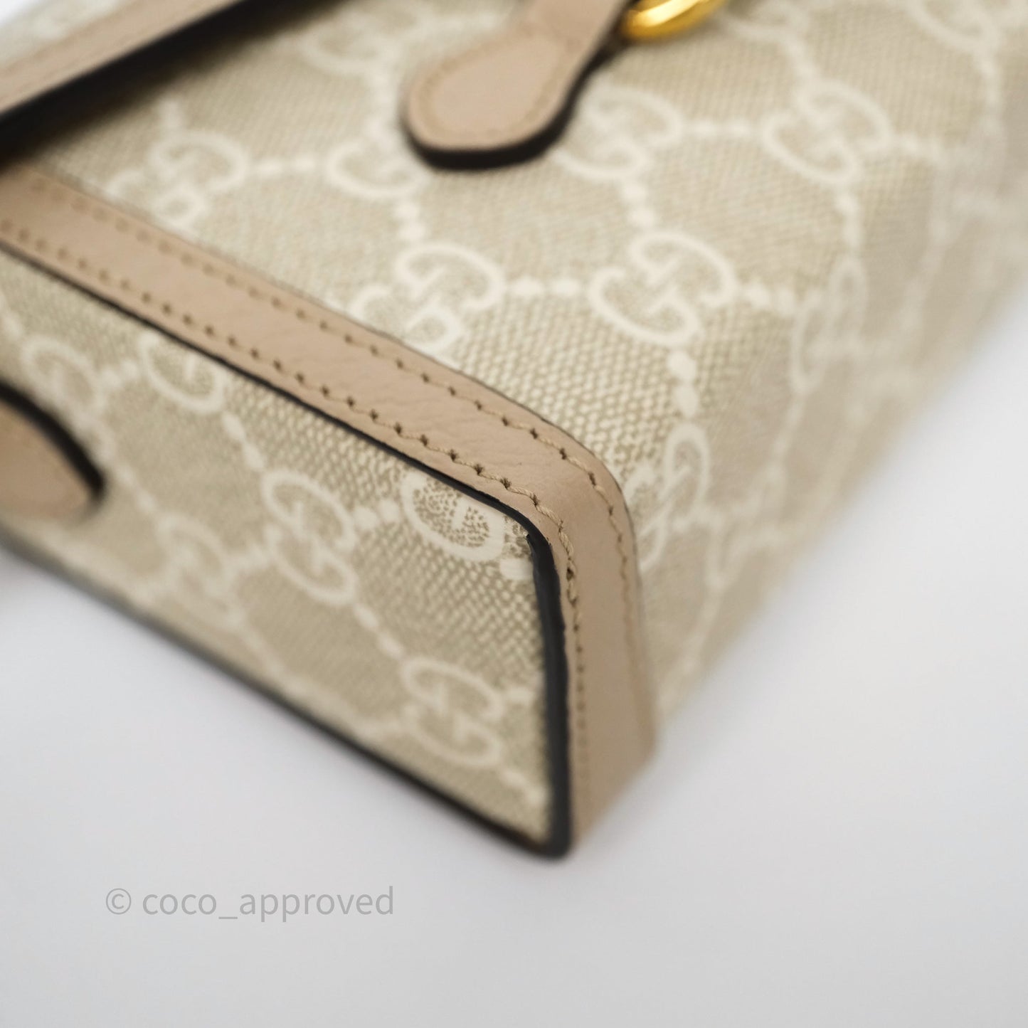Gucci Horsebit 1955 Mini Bag Beige/ White GG Supreme Canvas Gold Hardware