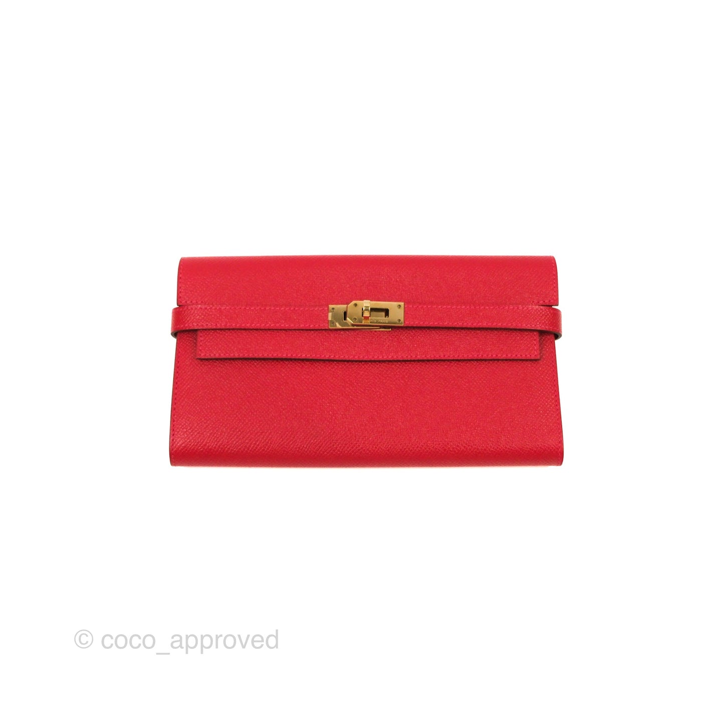 Hermès Kelly Wallet Rouge Casaque Epsom Gold Hardware
