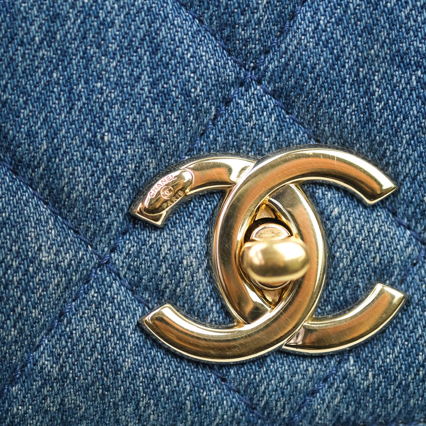 Chanel Trendy CC Small Navy Denim Gold Hardware