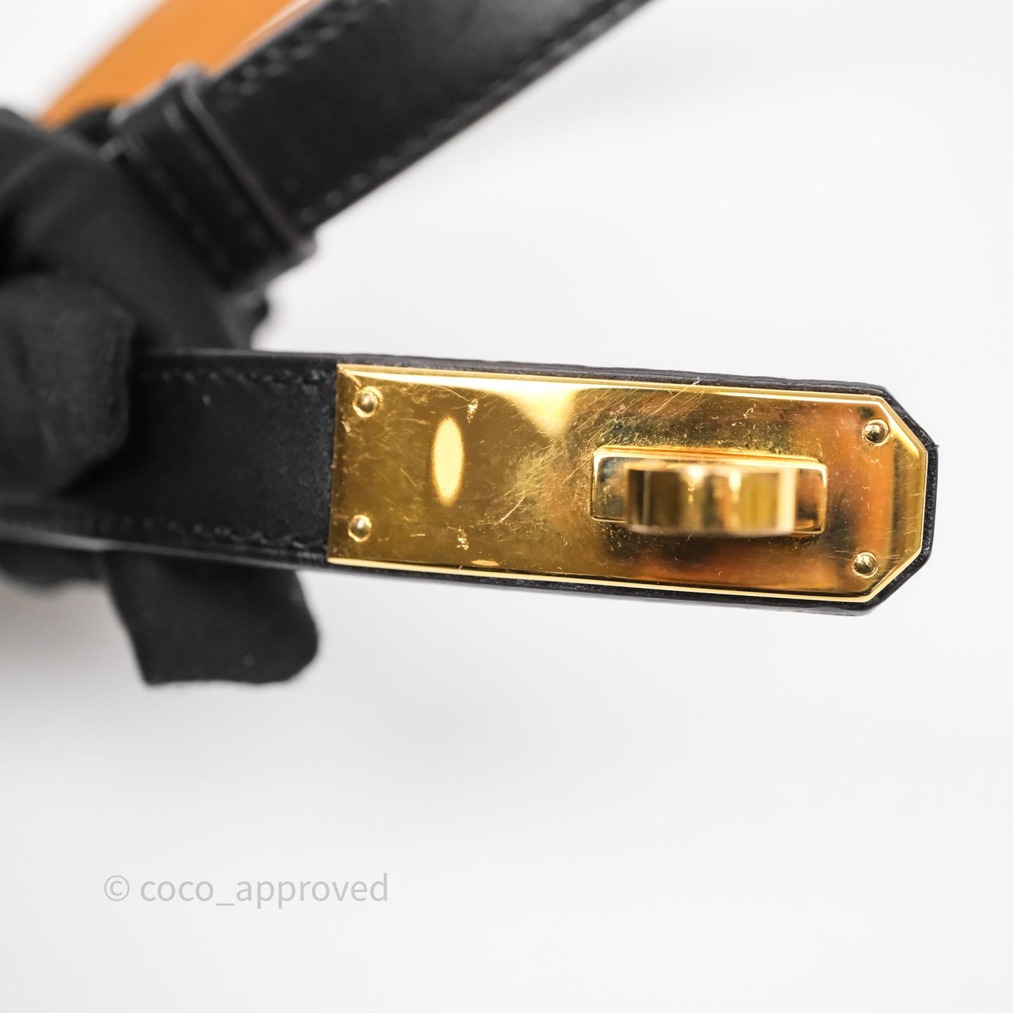 Hermès Kelly Buckle Belt Black Noir 89 Box Leather Gold Hardware