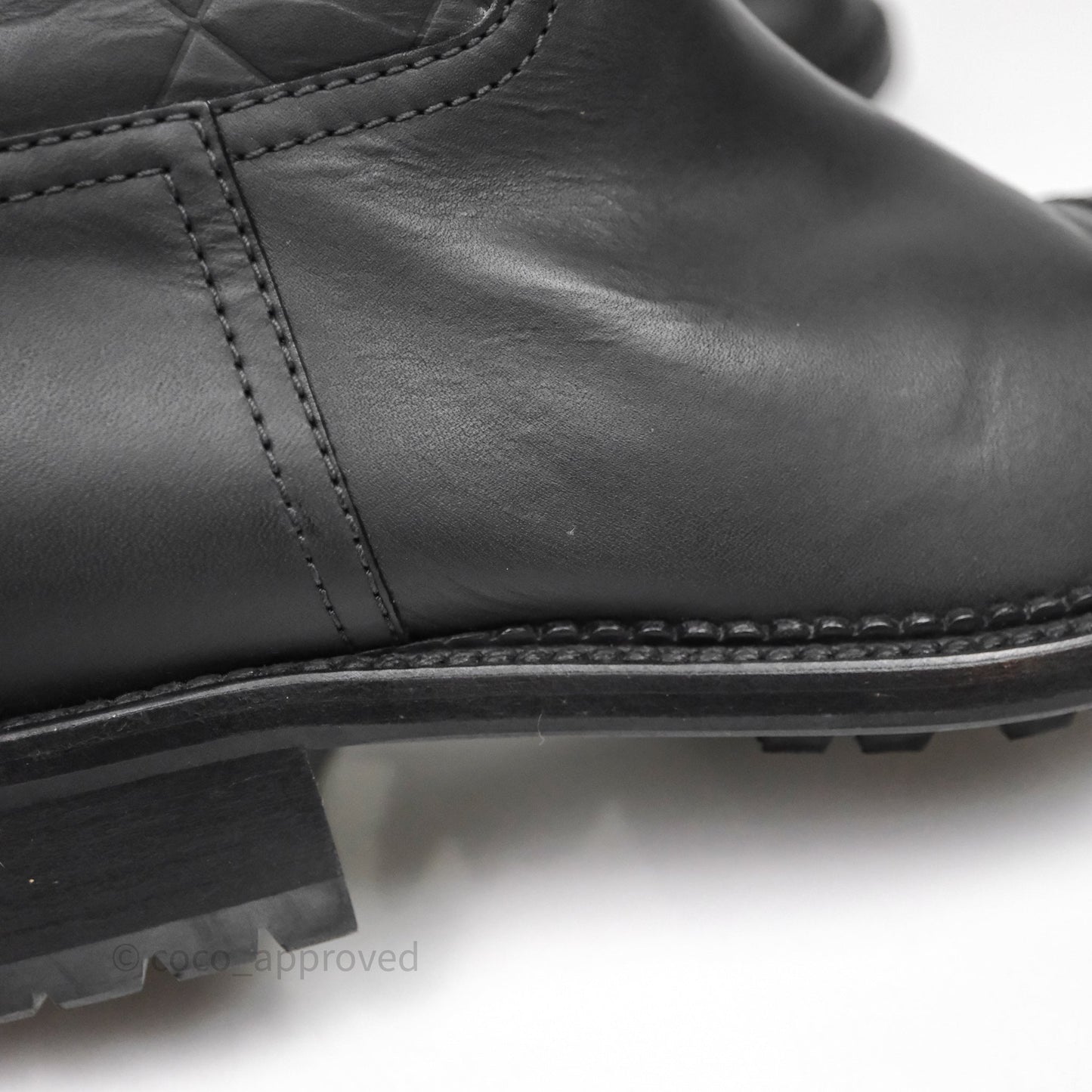 Chanel CC Quilted Knee High Boots Black Calfskin