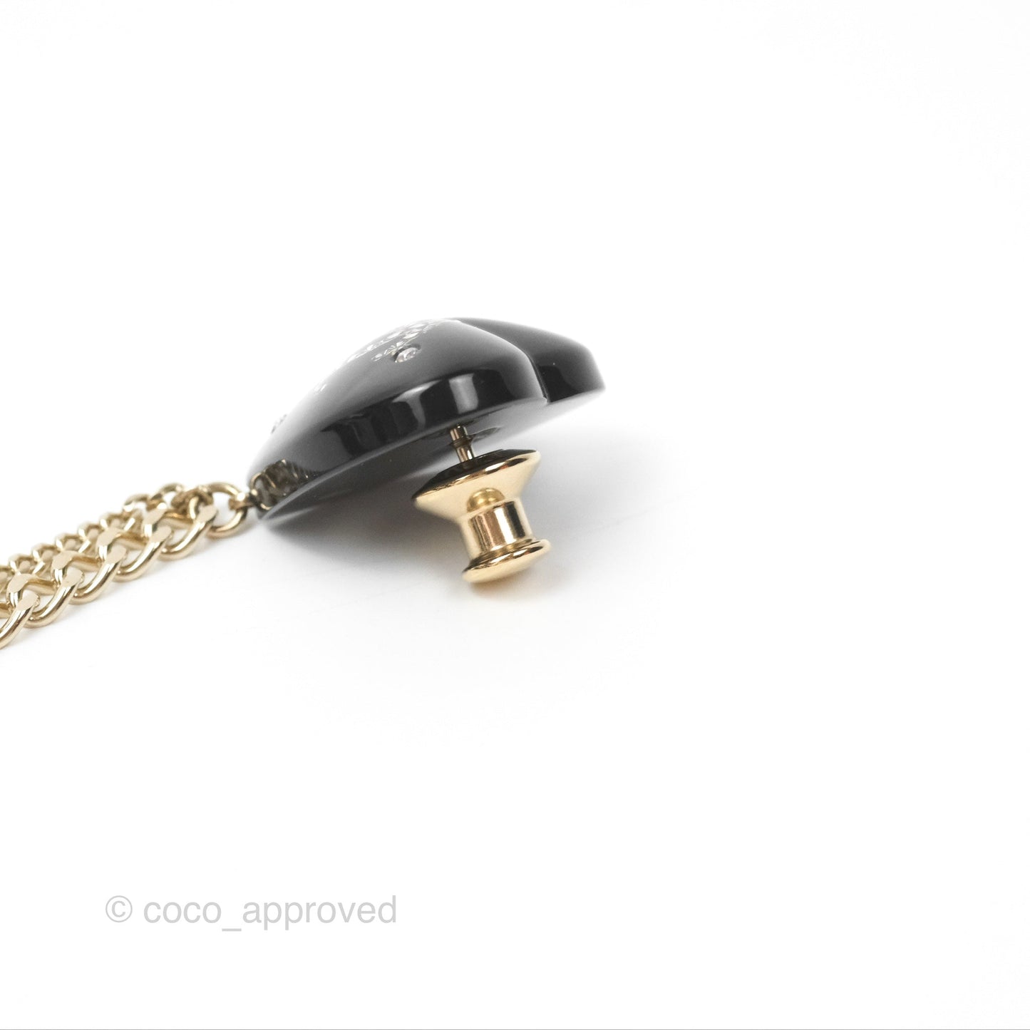 Chanel Black Heart CC Chain Brooch Gold Tone 22B