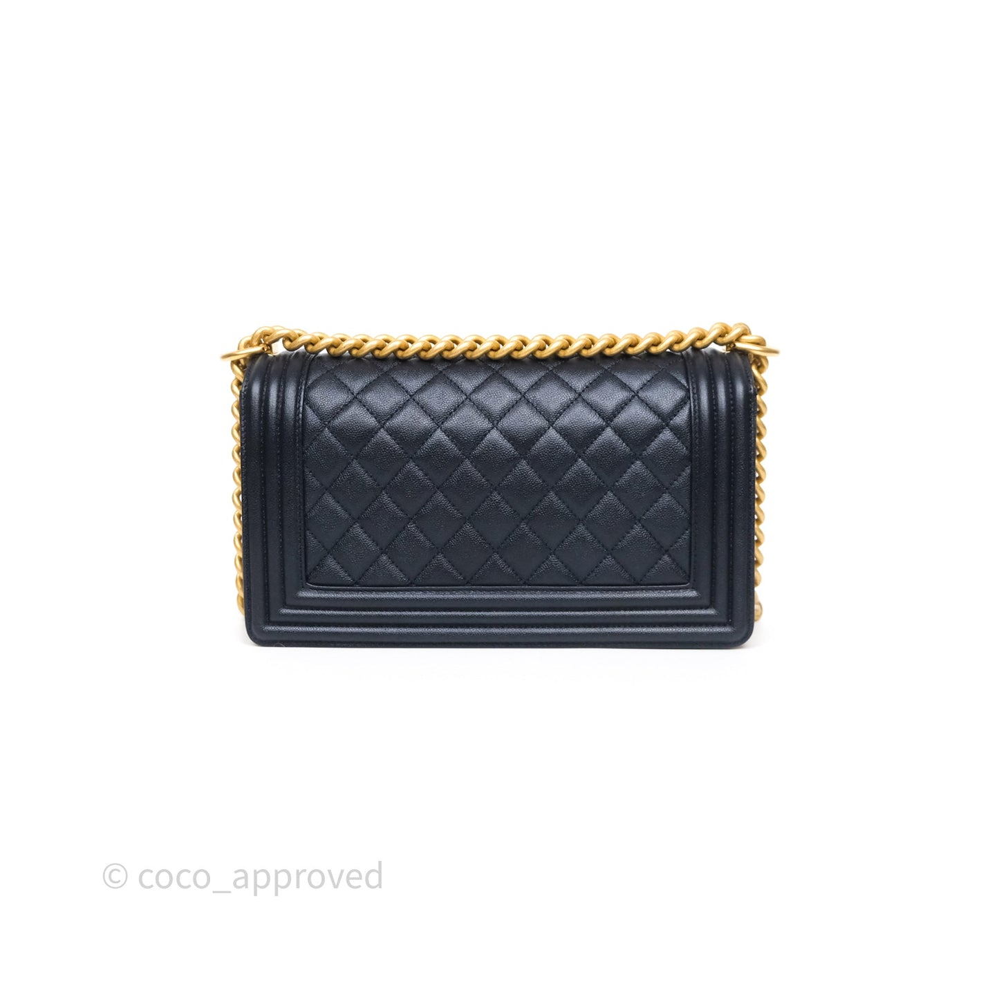 Chanel Quilted Medium Boy Dark Navy Caviar Aged Gold Hardware