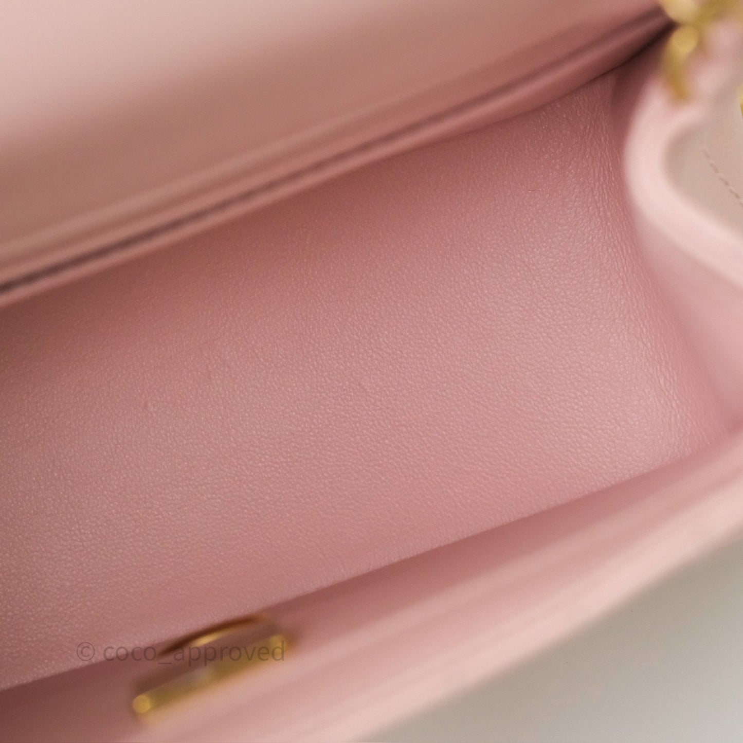 Chanel Pearl Crush Mini Square Quilted Light Pink Lambskin Aged Gold Hardware