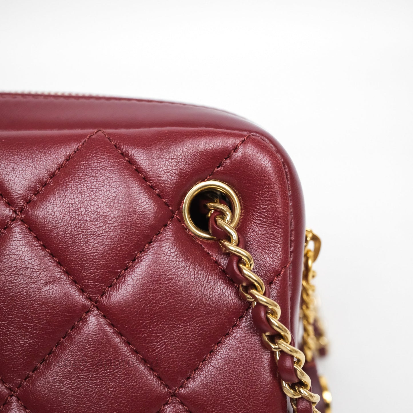 Chanel Small Camera Bag Burgundy Lambskin Gold Hardware