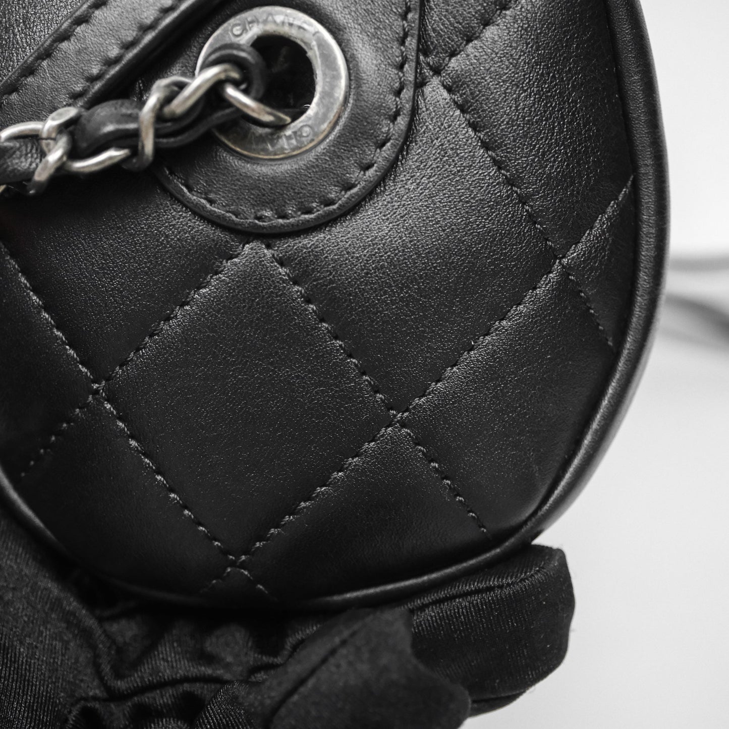 Chanel Logo Bowling Bag Black Calfskin Mixed Hardware