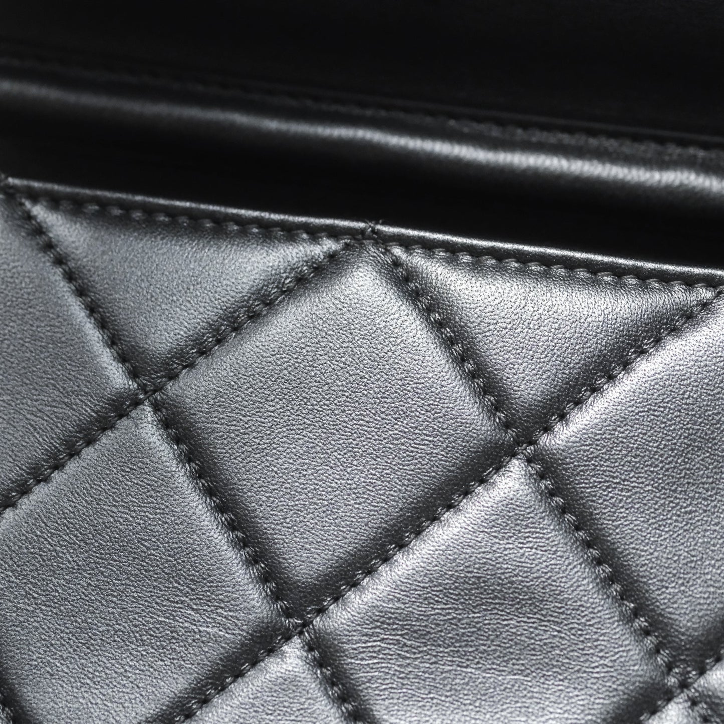 Chanel Clutch with Chain Metallic Dark Grey Silver Hardware
