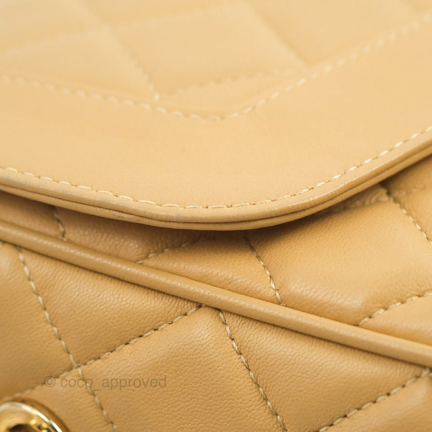 Chanel Calfskin Coco Vintage Camera Case Beige Gold Hardware