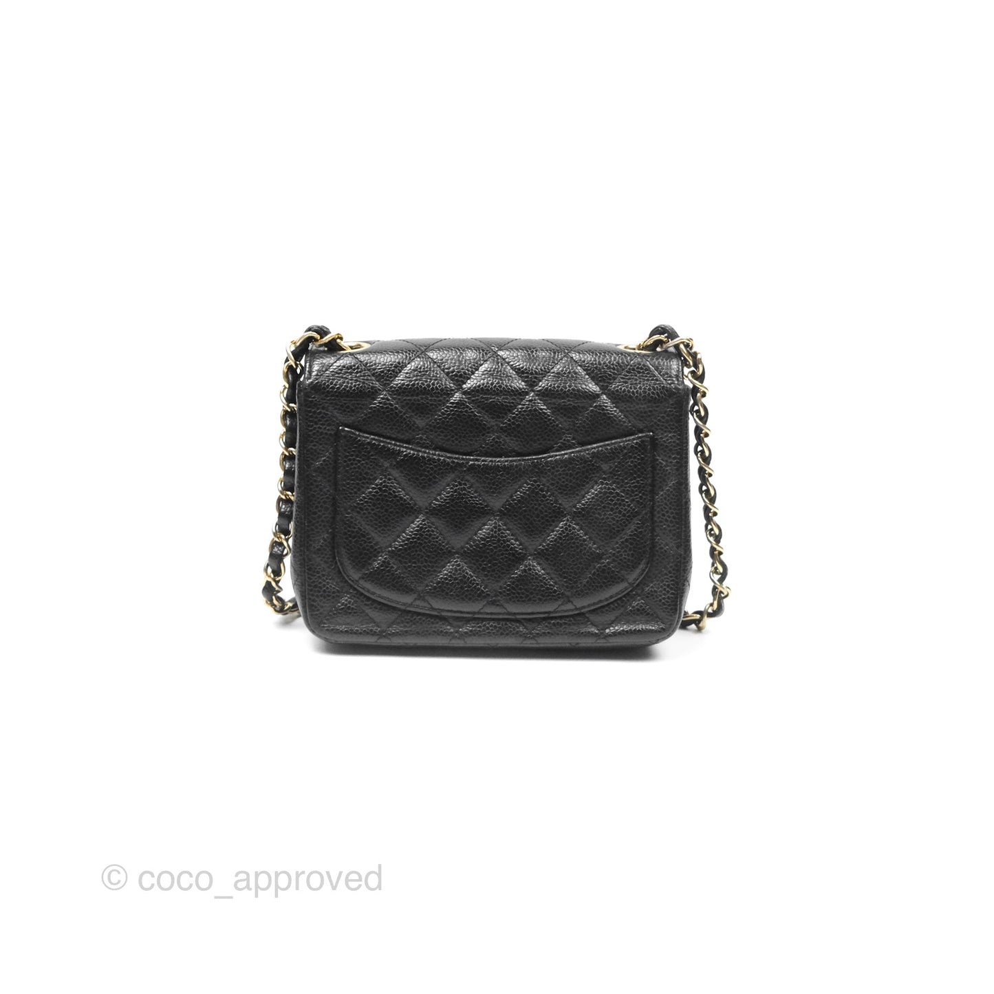 Chanel Vintage Mini Square Quilted Black Caviar Gold Hardware