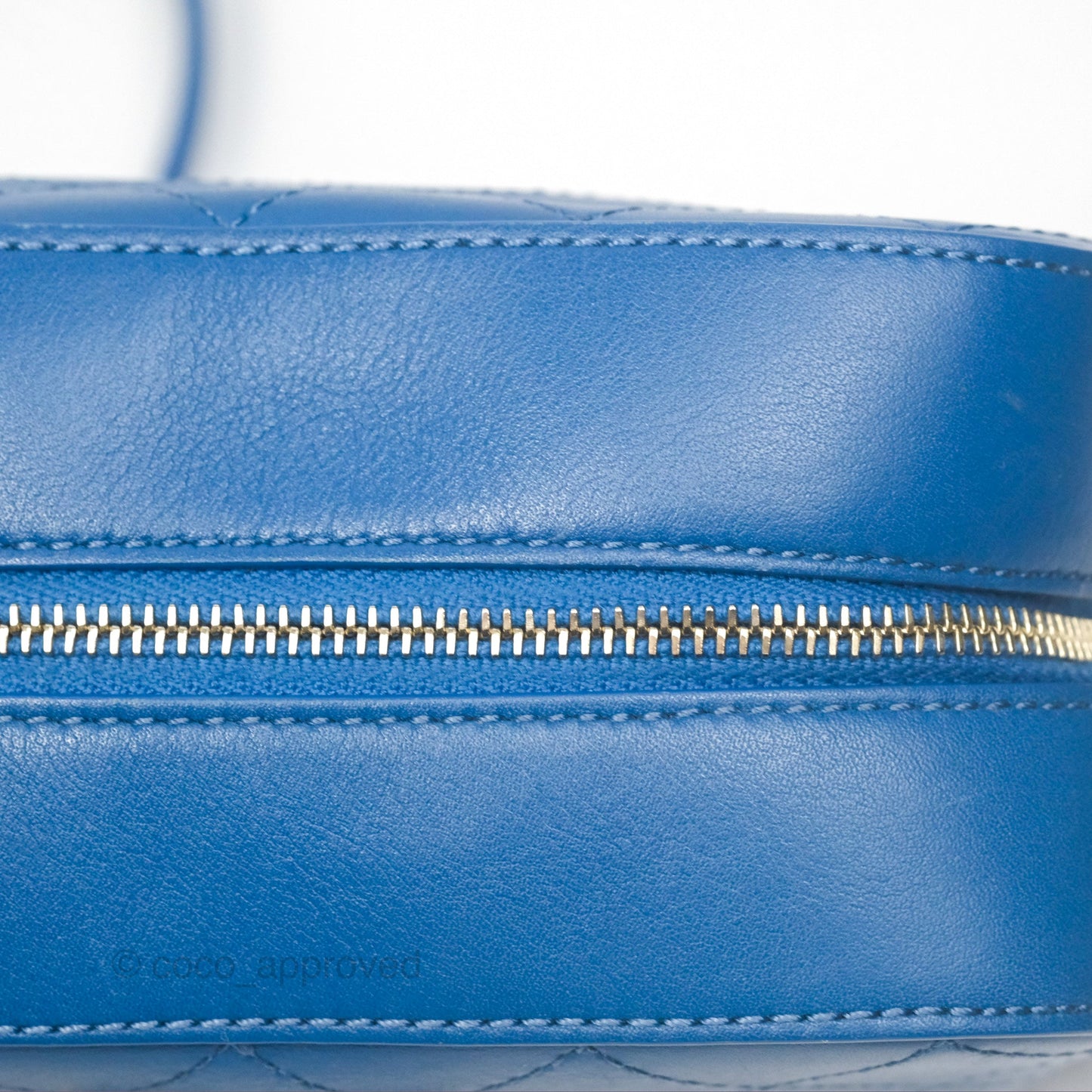 Chanel Stitched Camera Case Bag Blue Calfskin Gold Hardware