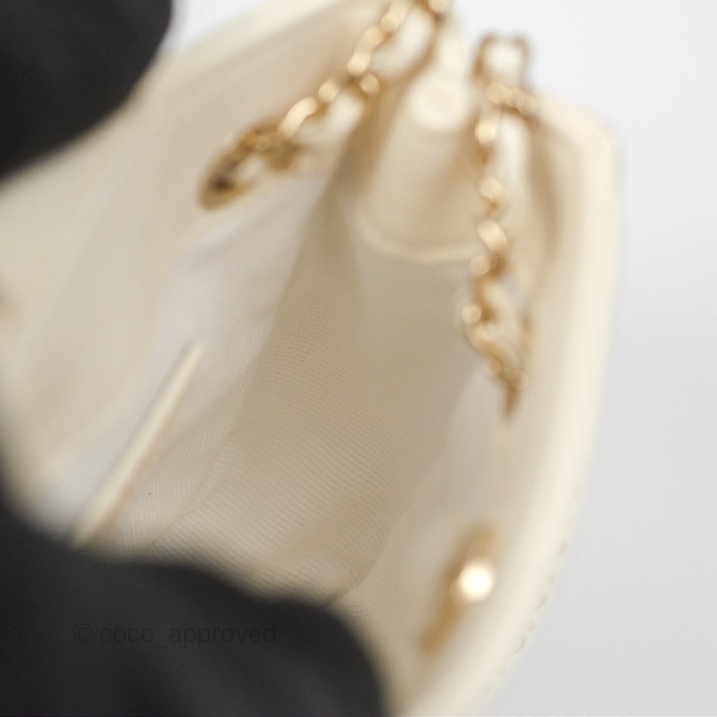 Chanel Mini Square Clutch with Chain Ivory Lambskin Gold Hardware 22C