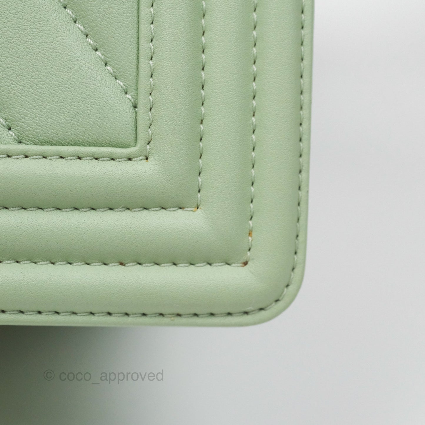 Chanel Medium Chevron Boy Mint Green Calfskin Silver Hardware