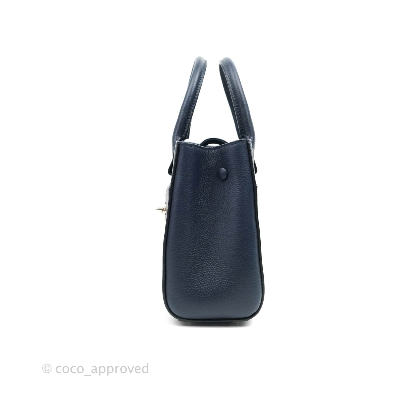 Chanel Mini Neo Executive Shopper Tote Black Grained Calfskin Navy Silver Hardware