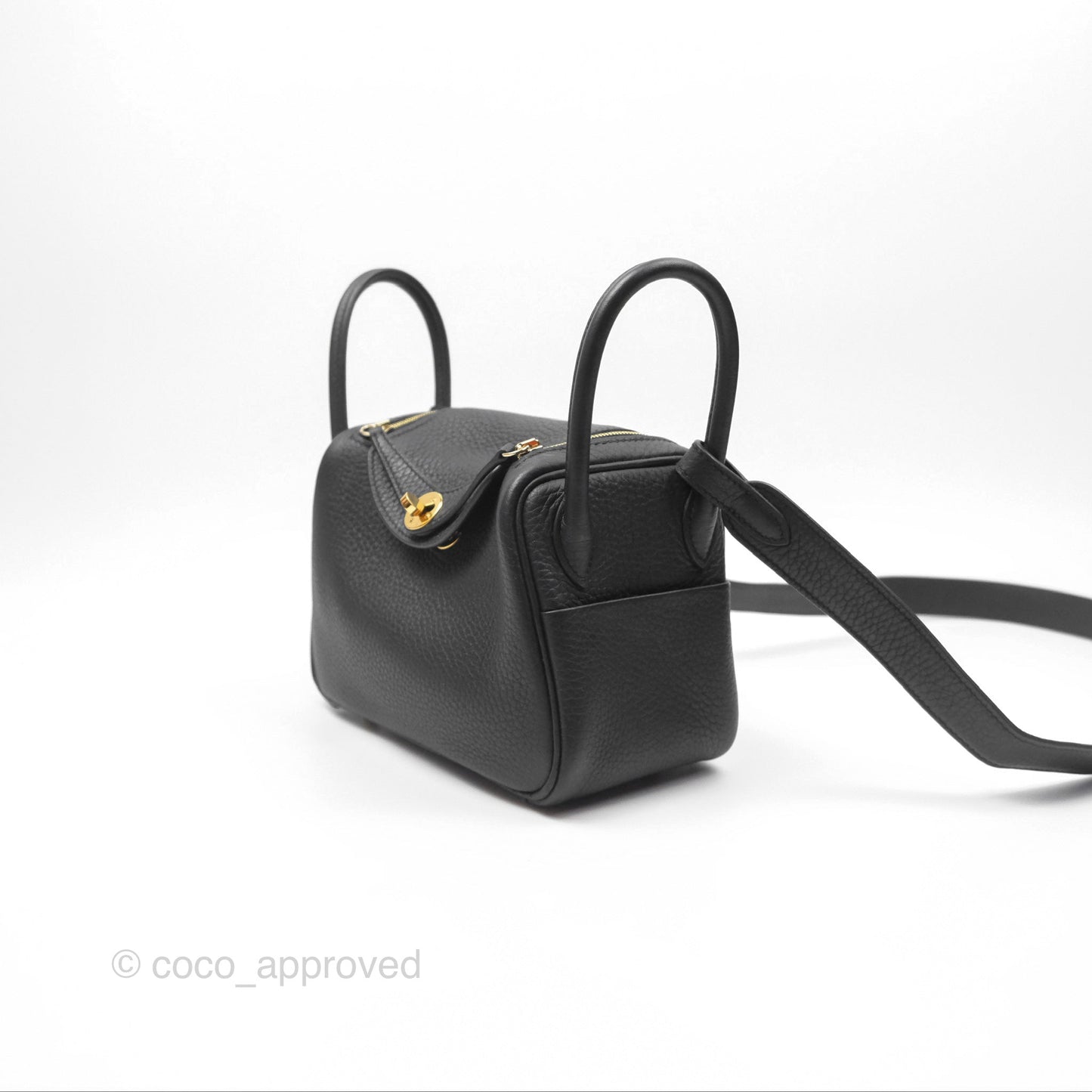 Hermès Mini Lindy 20 Noir 89 Clemence Gold Hardware