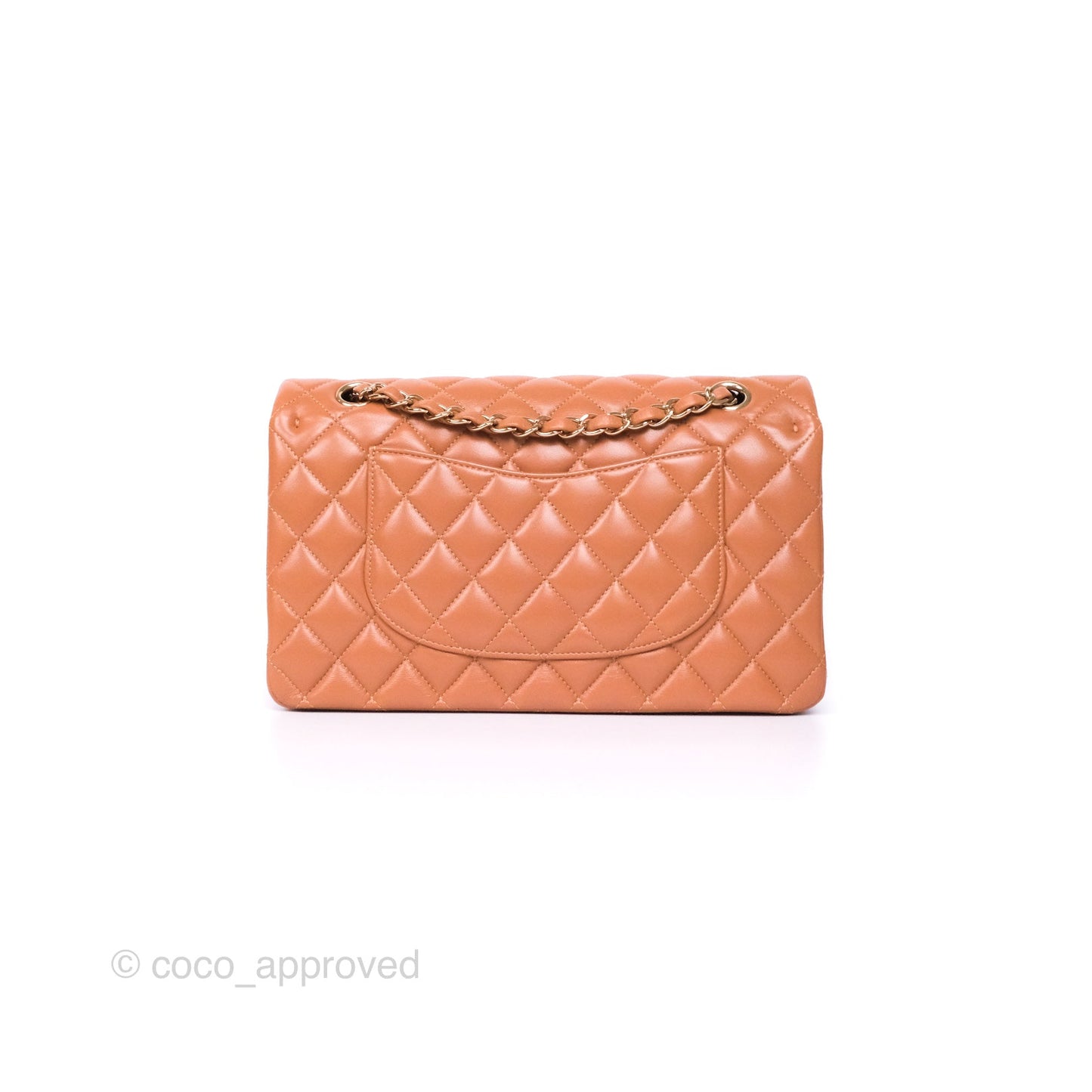 Chanel Medium Classic Quilted Flap Dark Beige Caramel Lambskin Gold Hardware