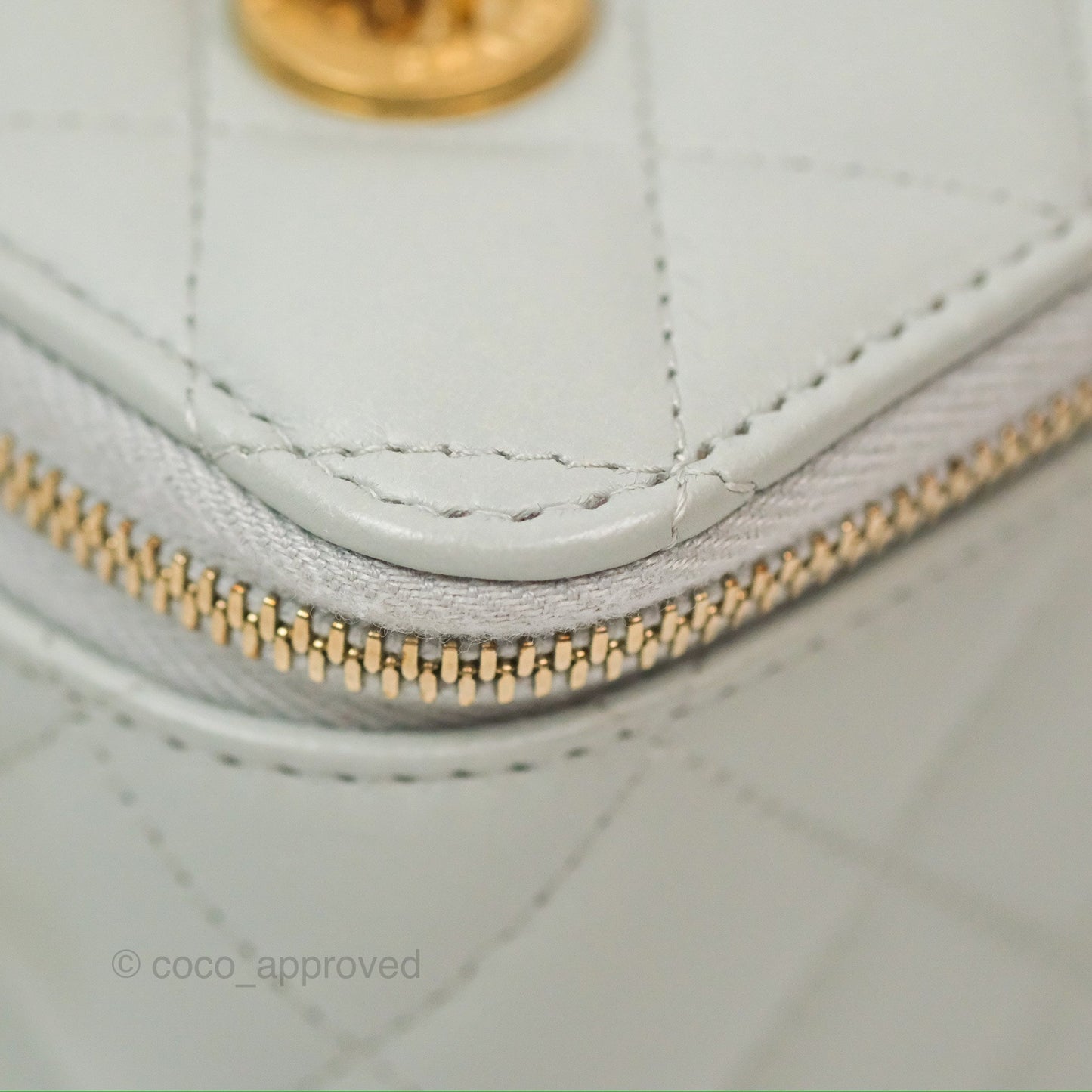 Chanel Quilted Vanity Rectangular with Chain Grey Blue Lambskin Gold Hardware