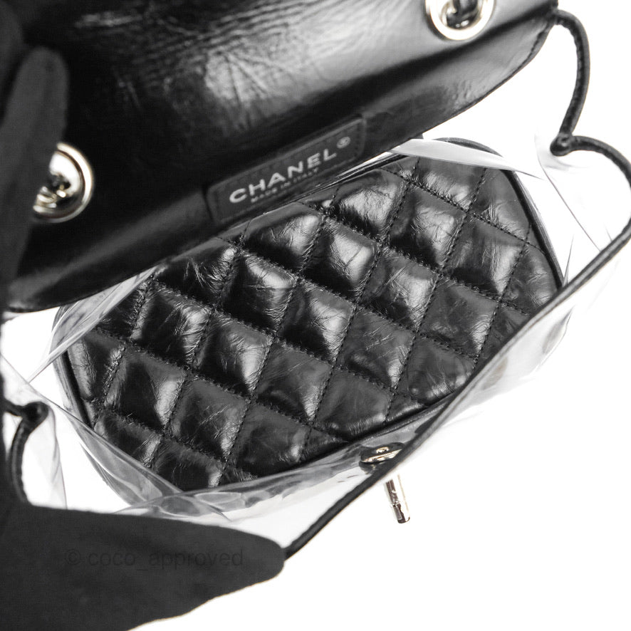 Chanel Aquarium PVC Backpack Black Crumpled Calfskin Silver Hardware