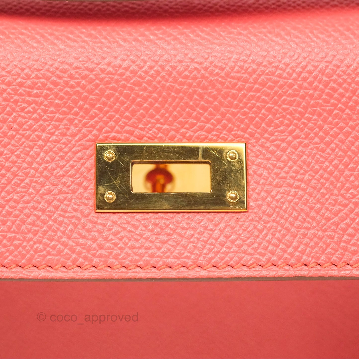 Hermes Kelly Cut Clutch Pochette Flamingo Epsom Gold Hardware