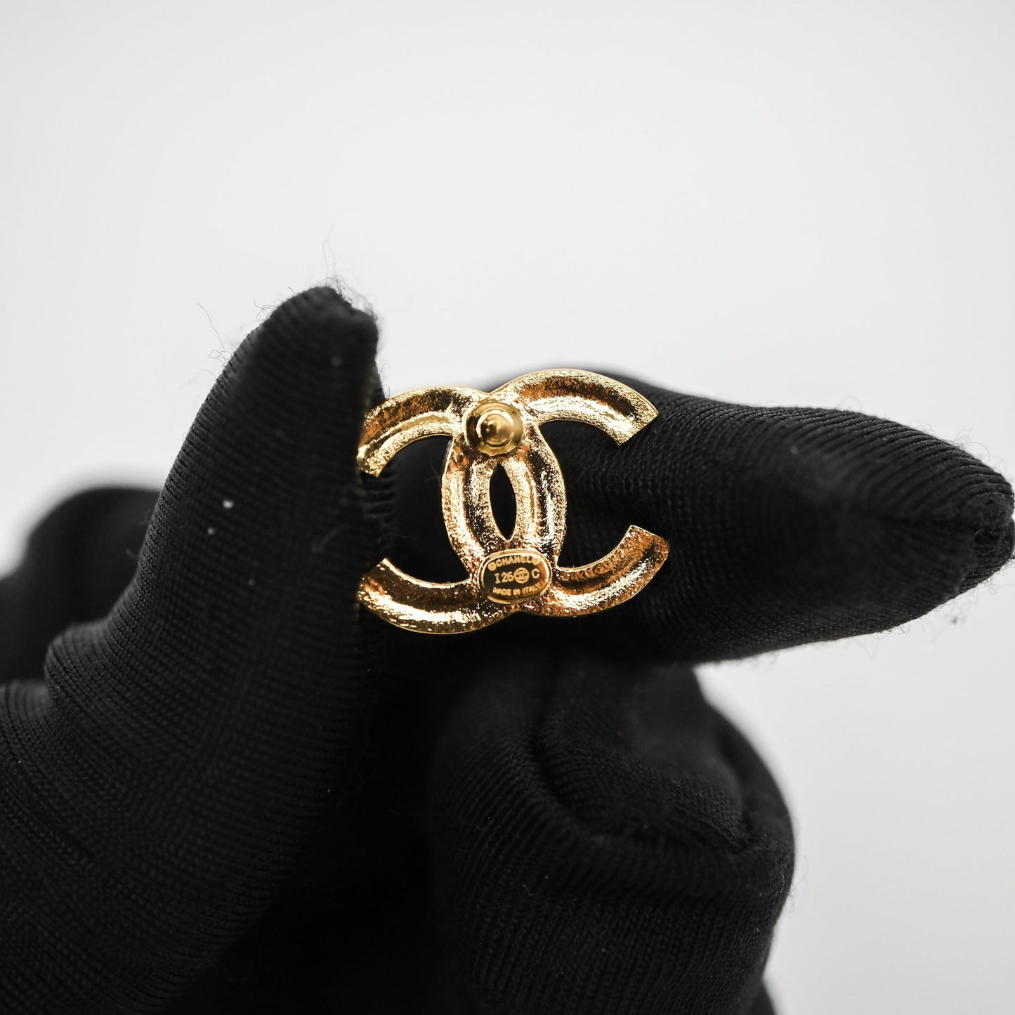 Chanel Crystal CC Earrings Gold Tone 26C