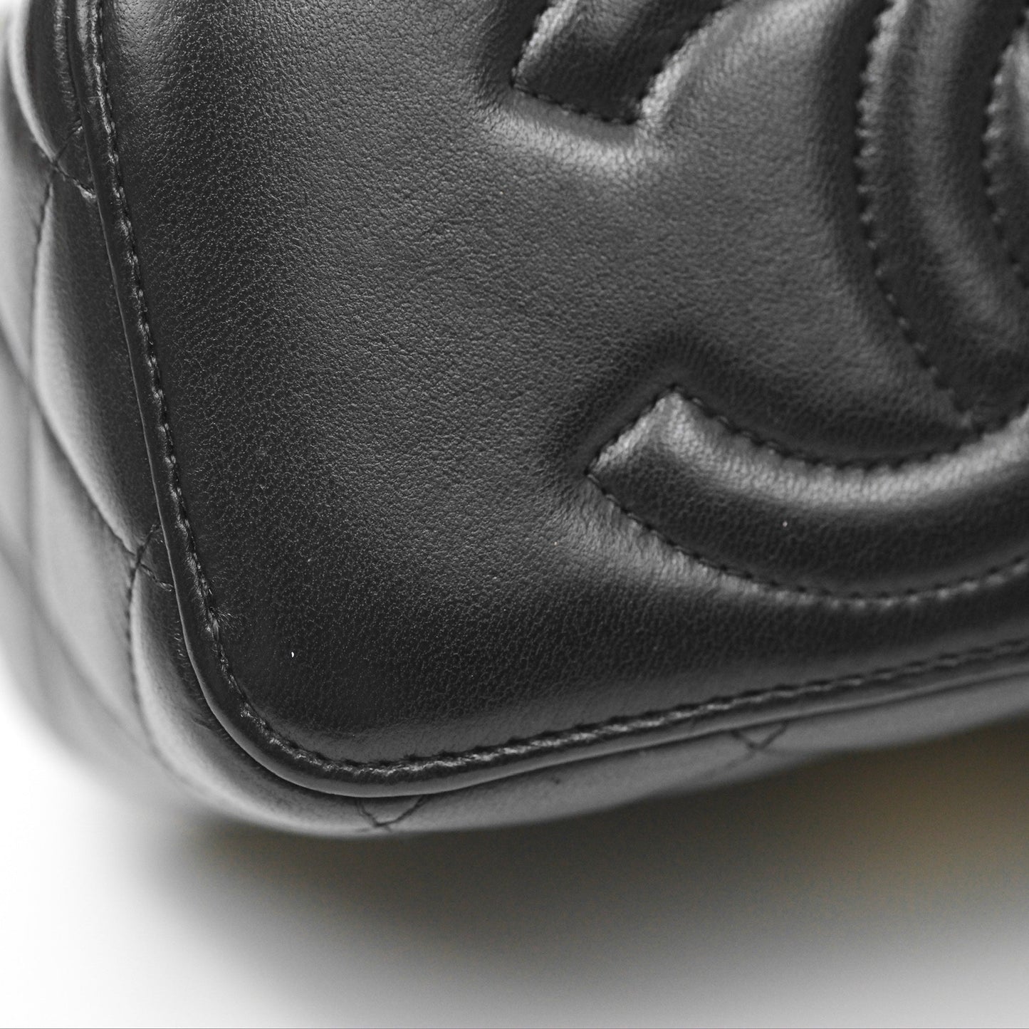 Chanel Vanity Rectangular with Top Handle Black Lambskin Aged Gold Hardware