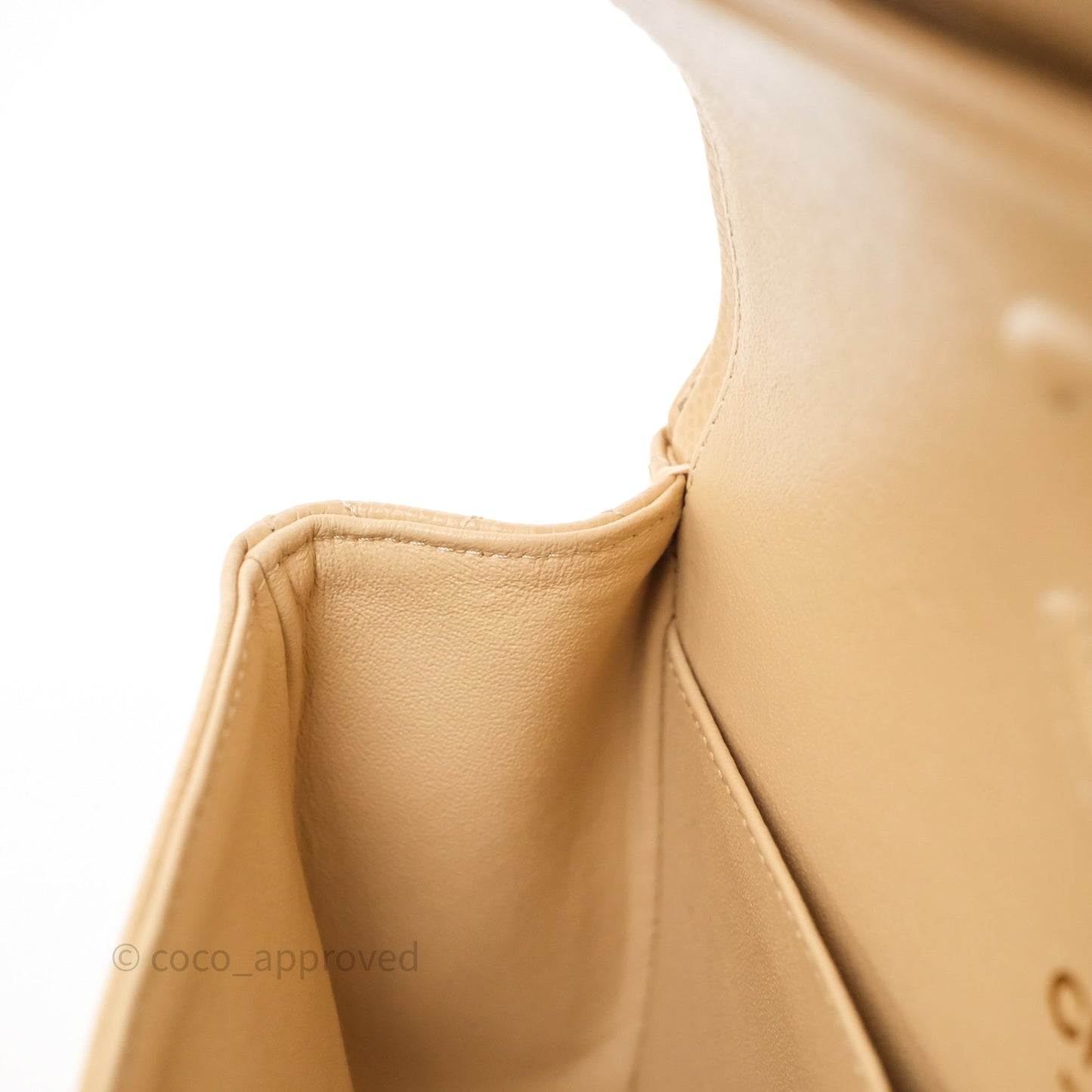 Chanel Small Classic Flap Quilted Beige Caviar Gold Hardware