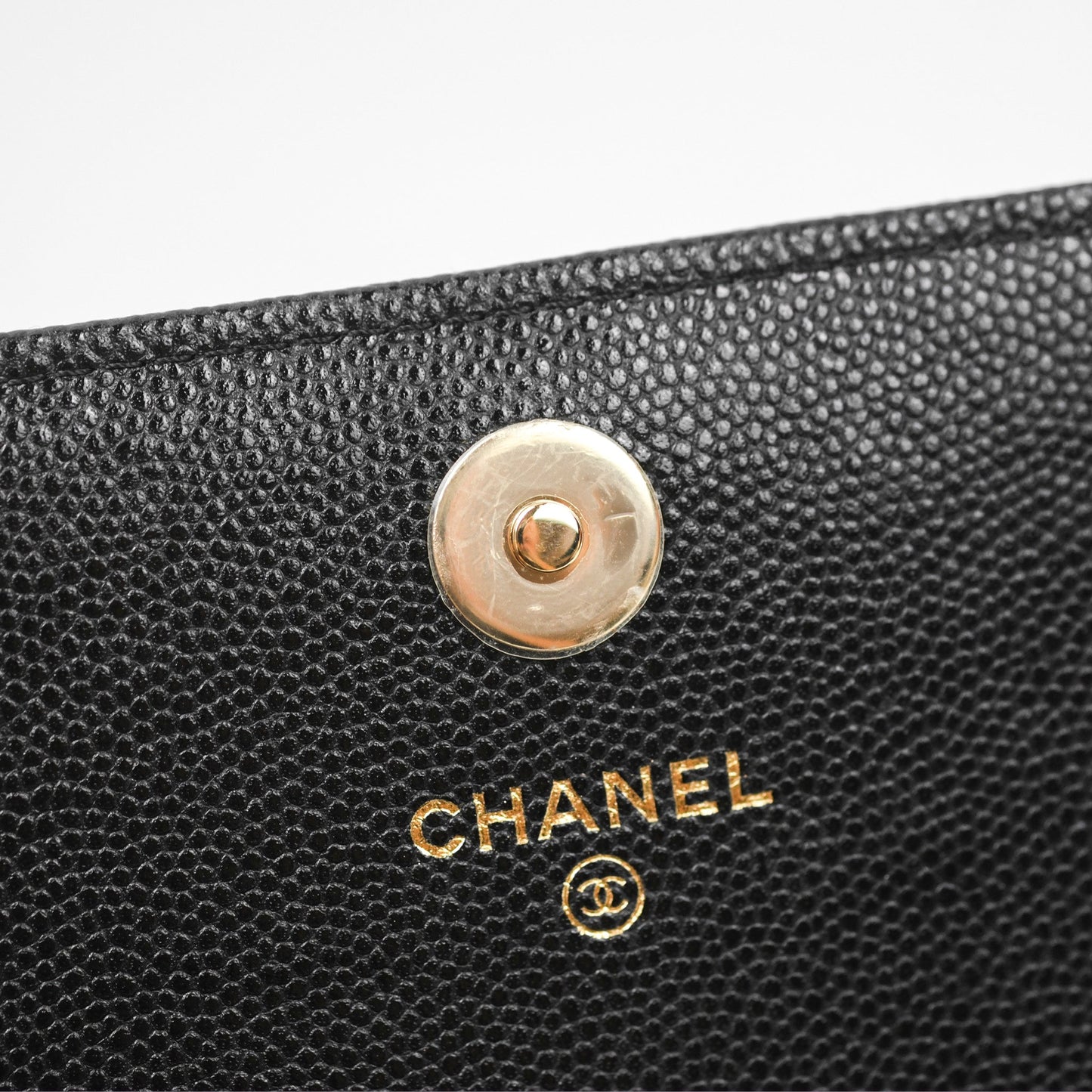Chanel Square Flap WOC Black Caviar Gold Hardware