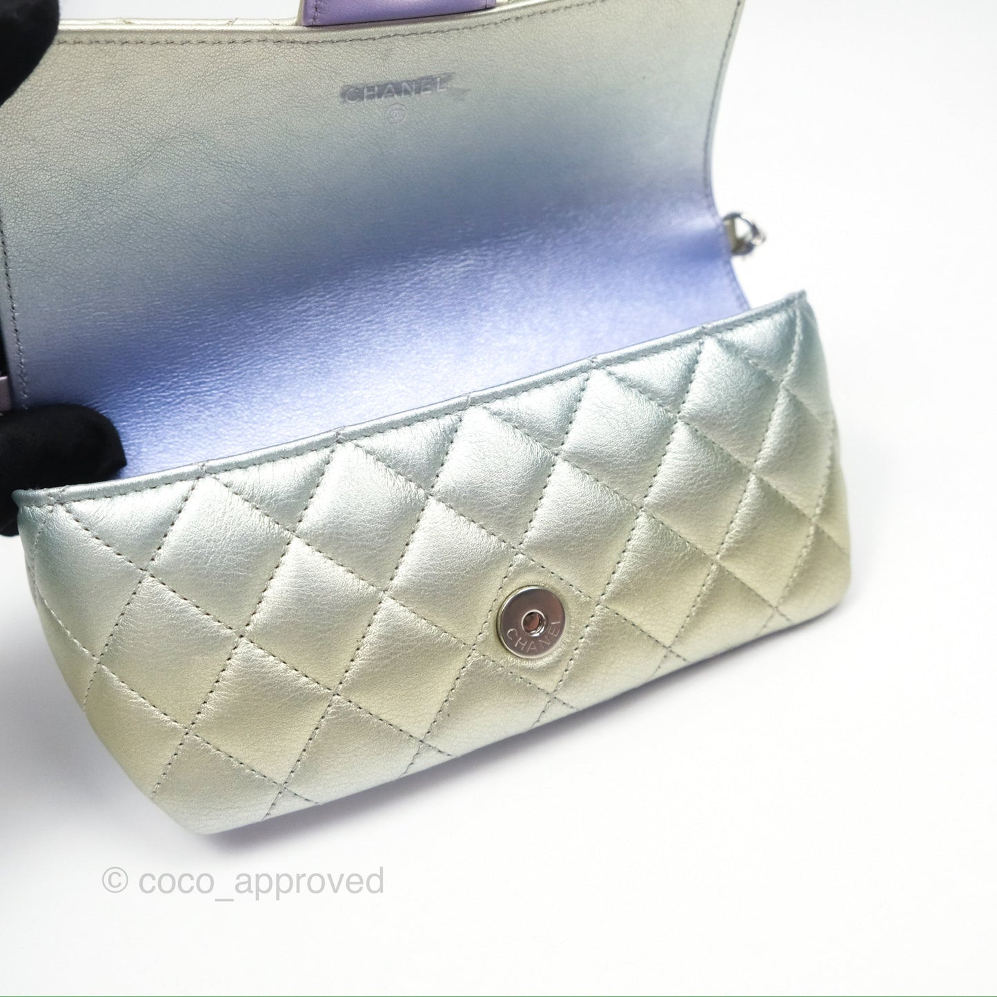 Chanel Quilted Case on Chain Iridescent Rainbow Calfskin