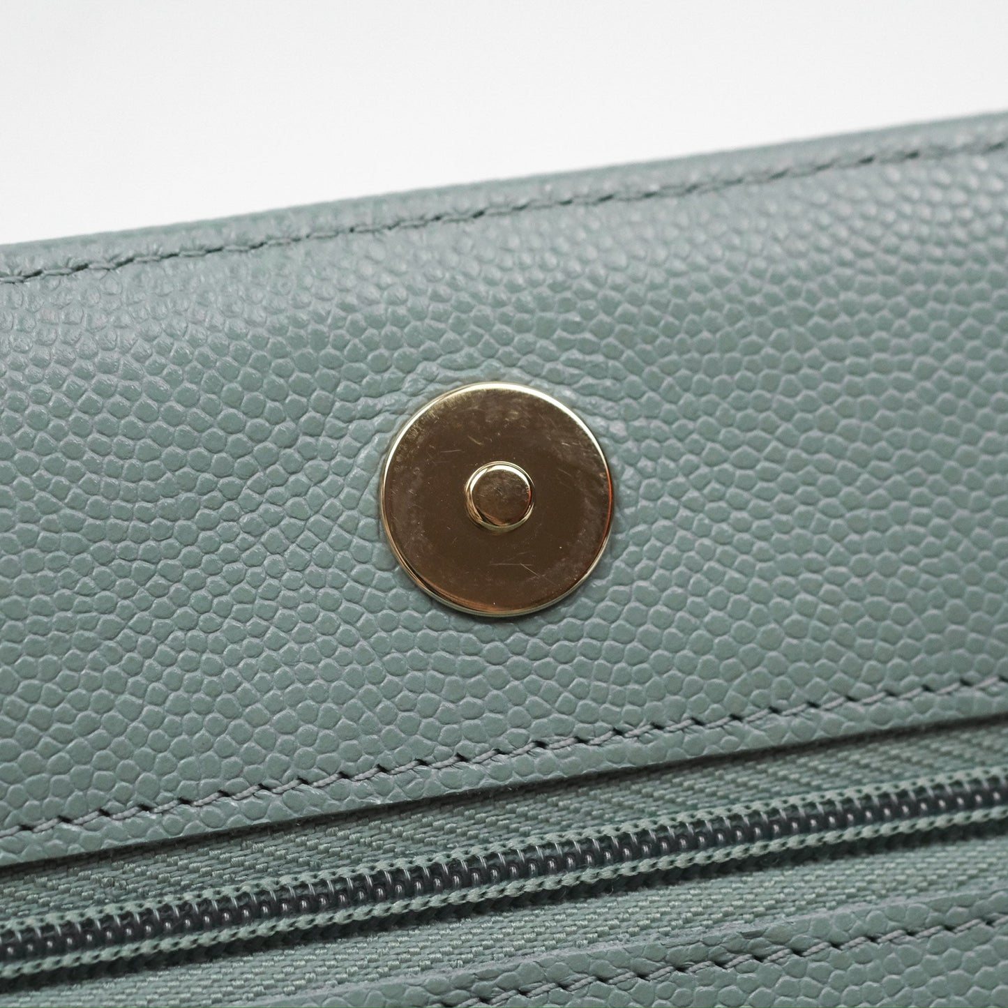 Chanel Quilted Classic Wallet on Chain WOC Green Caviar Silver Hardware