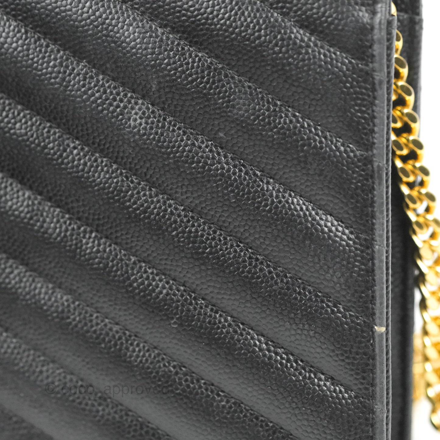 Saint Laurent Wallet on Chain WOC Black Grained Leather Gold Hardware