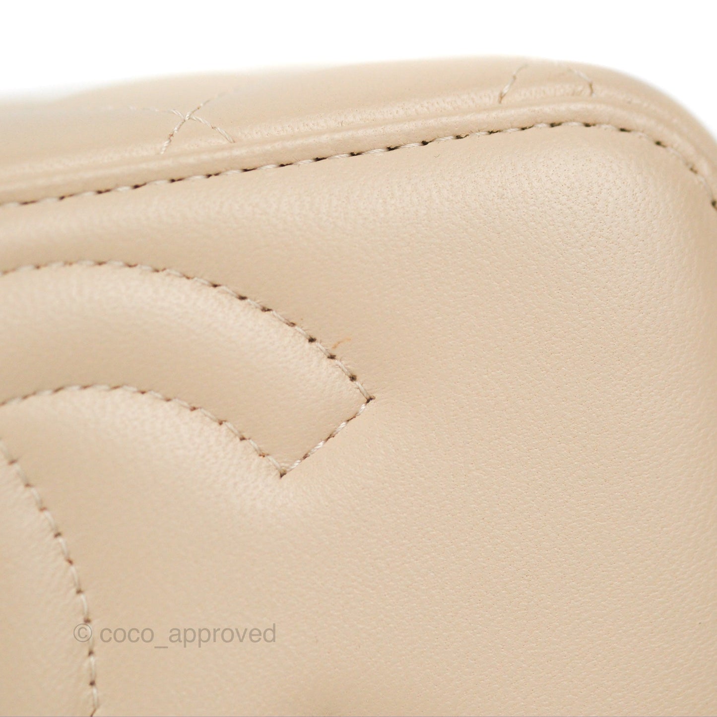 Chanel Vanity Rectangular Top Handle Ecru/Beige Lambskin Gold Hardware 23P