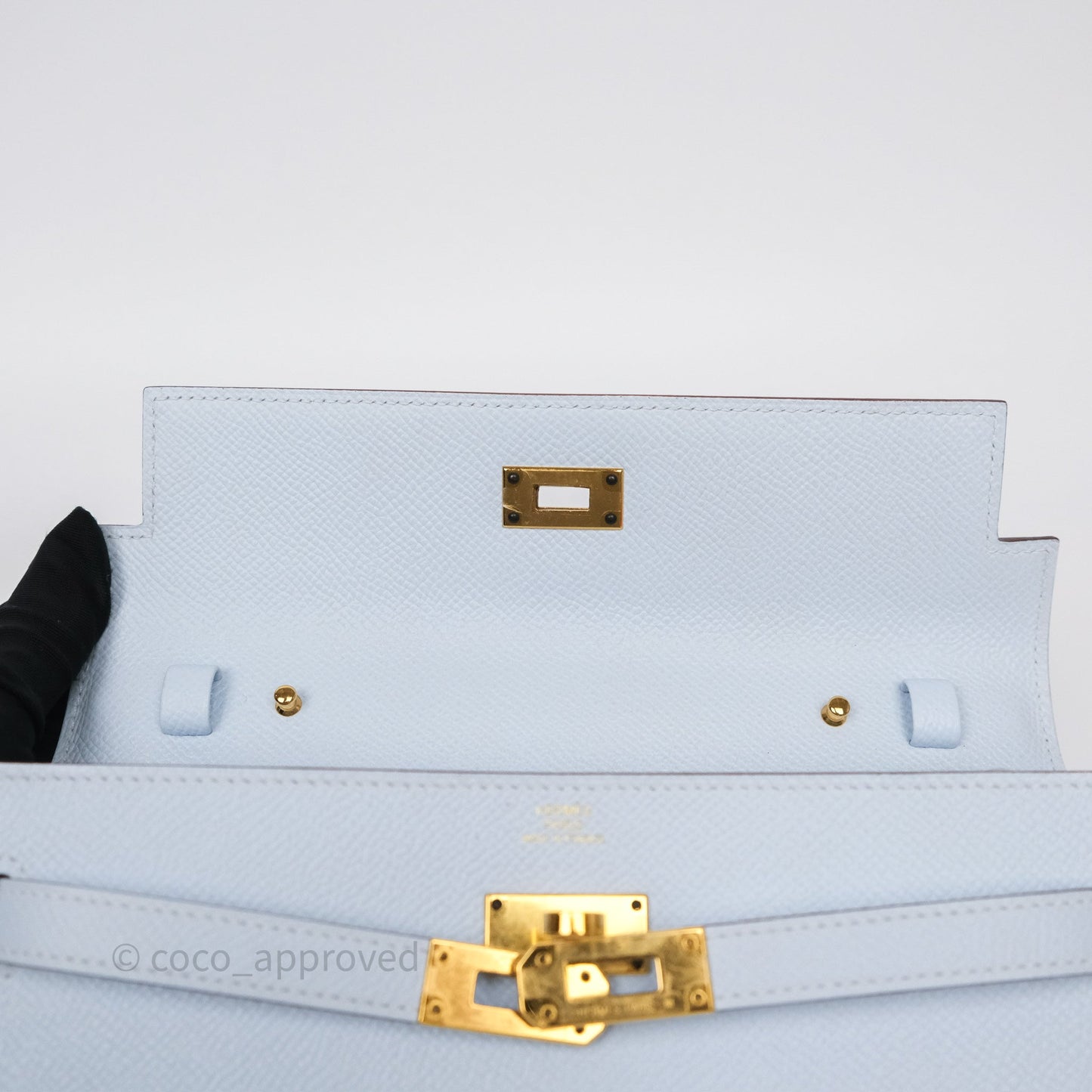 Hermès Kelly To Go Wallet Bleu Brume T0 Epsom Gold Hardware