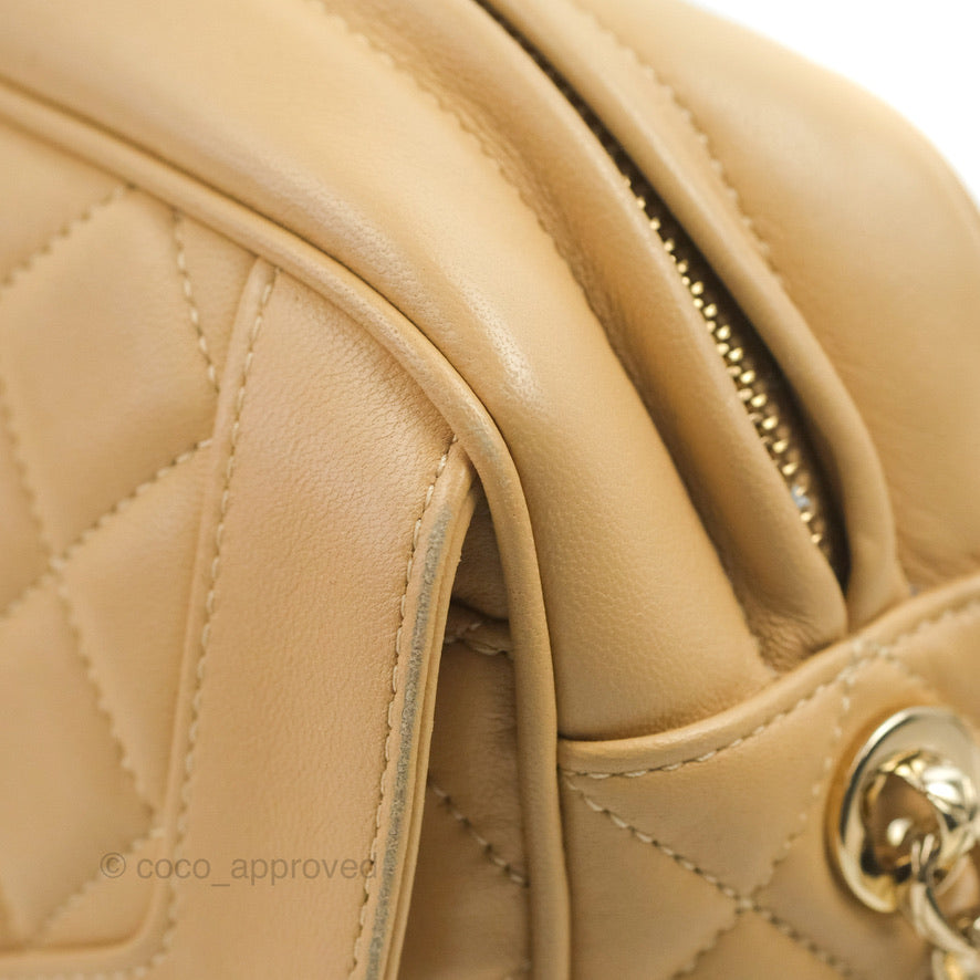 Chanel Calfskin Coco Vintage Camera Case Beige Gold Hardware
