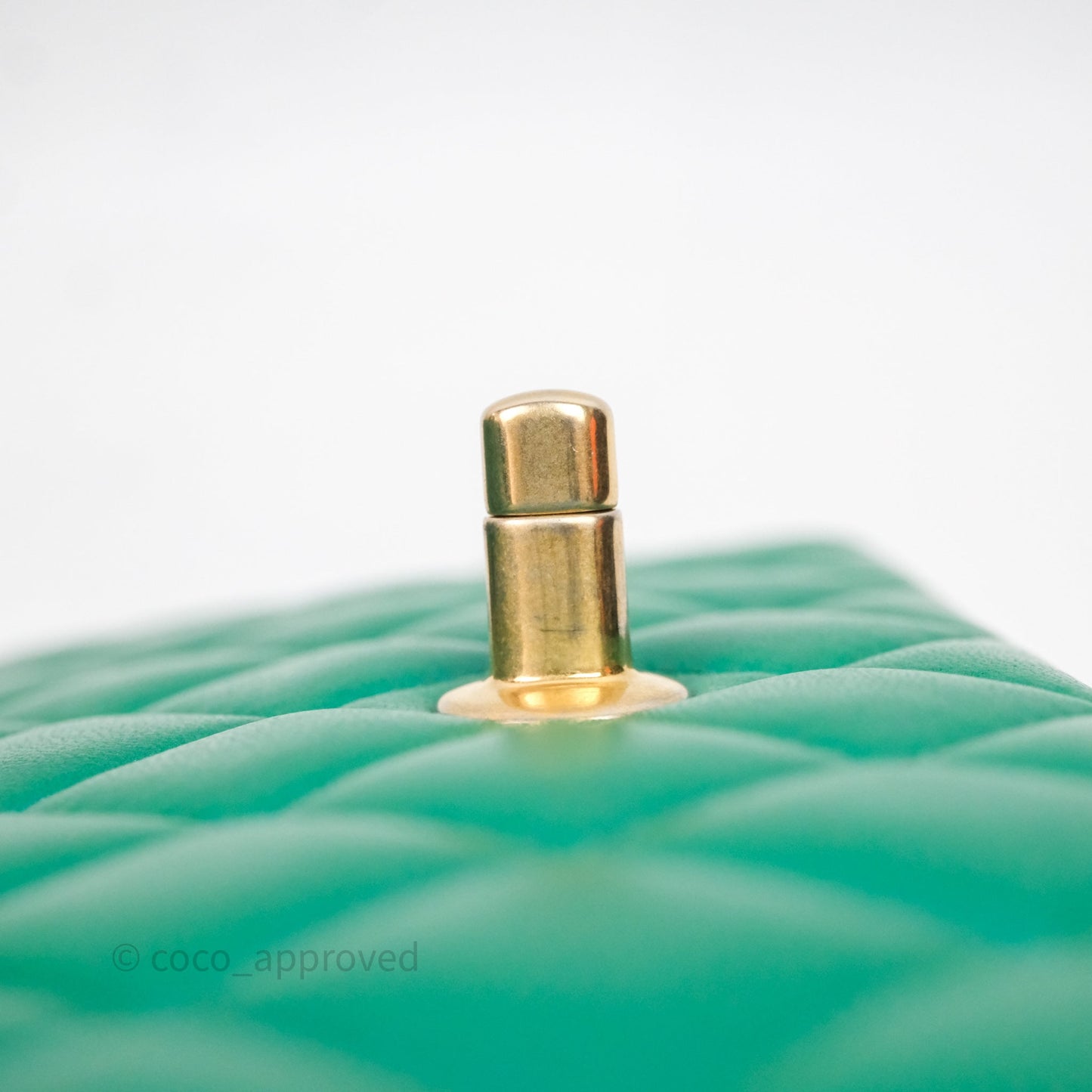 Chanel Top Handle Mini Rectangular Flap Bag Iridescent Green Lambskin Aged Gold Hardware