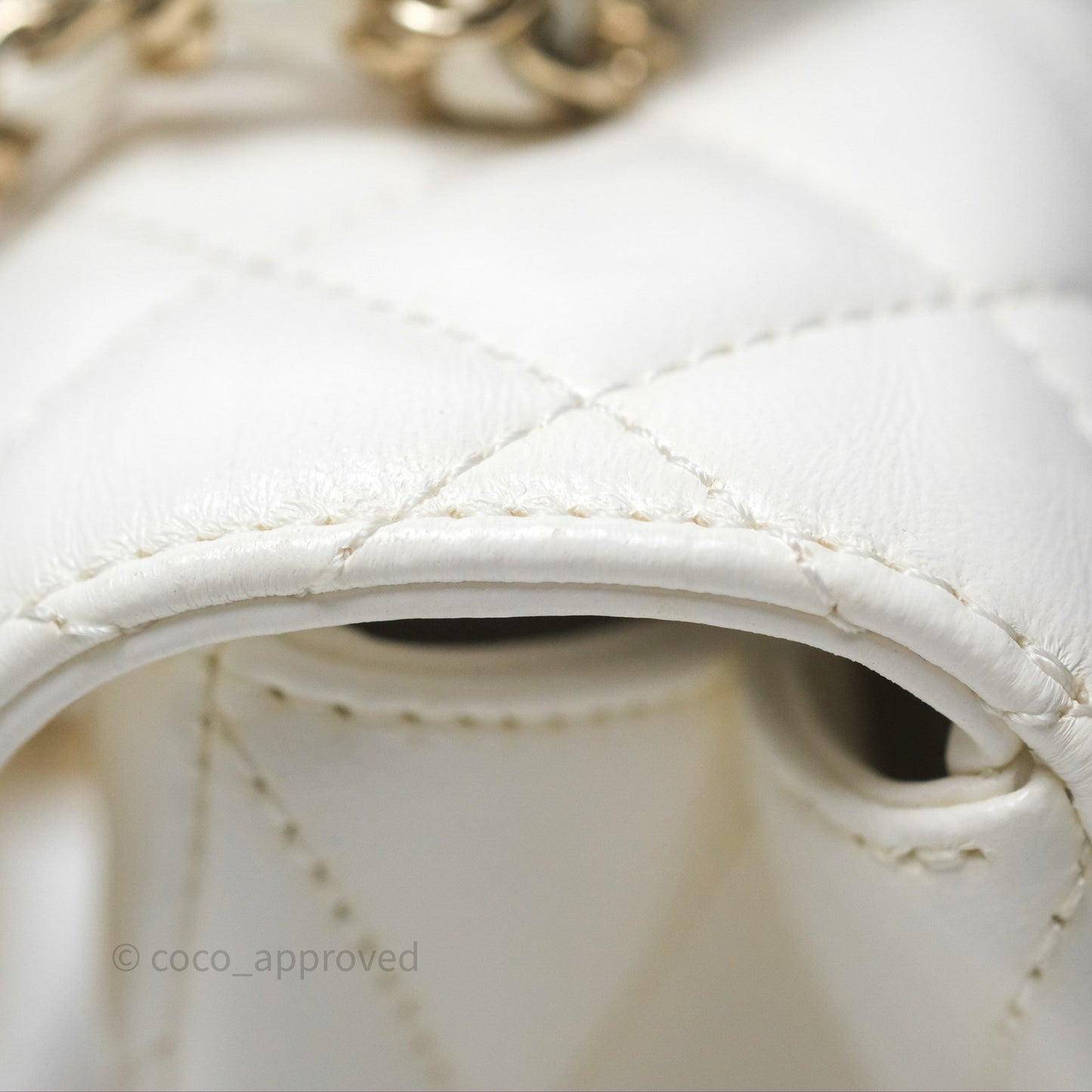Chanel Crystals Top Handle Mini Rectangular Flap Bag White Lambskin Gold Hardware