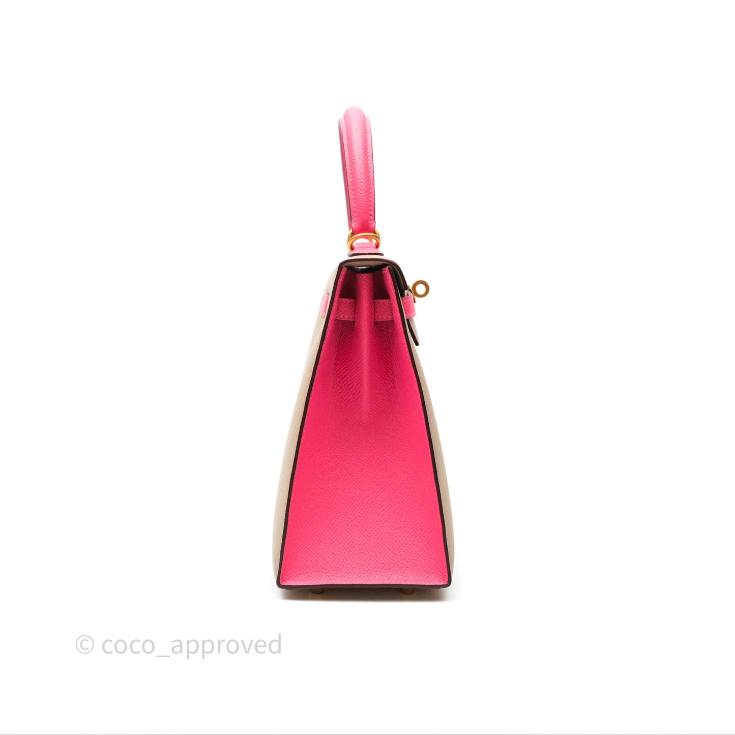 Hermès Kelly 25 Sellier Begie/Pink Epsom Gold Hardware