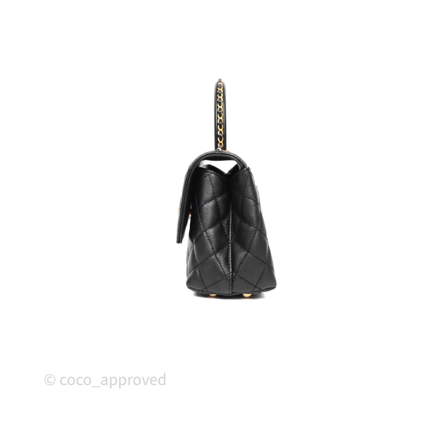 Chanel Small Coco Handle Black Caviar Aged Gold Hardware Braided Handle