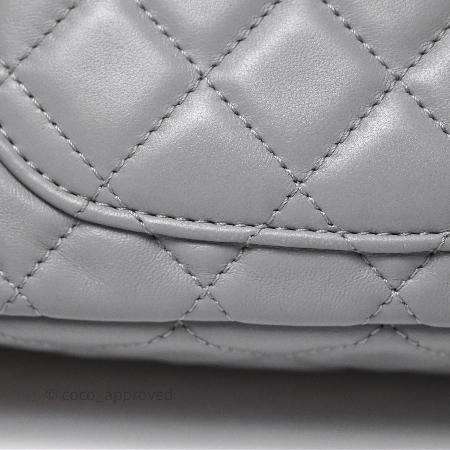 Chanel Pearl Crush Mini Rectangular Quilted Grey Lambskin Aged Gold Hardware