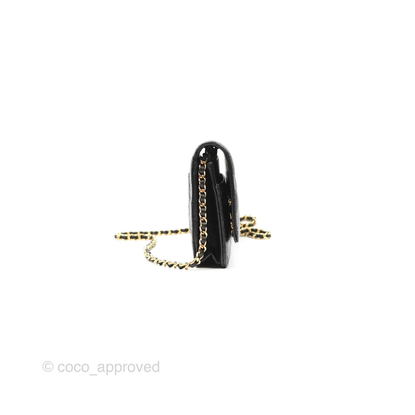 Chanel Quilted Classic Wallet On Chain WOC Black Caviar Gold Hardware